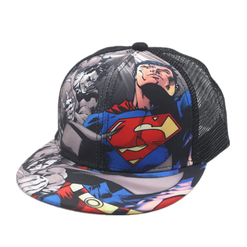 ALLKPOPER Дети Бейсболки для женщин Мода Супермен Бэтмен Дети Бейсболка кепки Planas обувь мальчиков хип хоп шляпа сетки летние шапки - Цвет: superman
