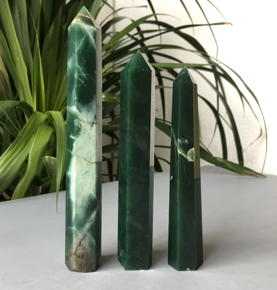 

368g 3pcs Beauteous Magic Fluorite Crystal Quartz Healing Wand Point