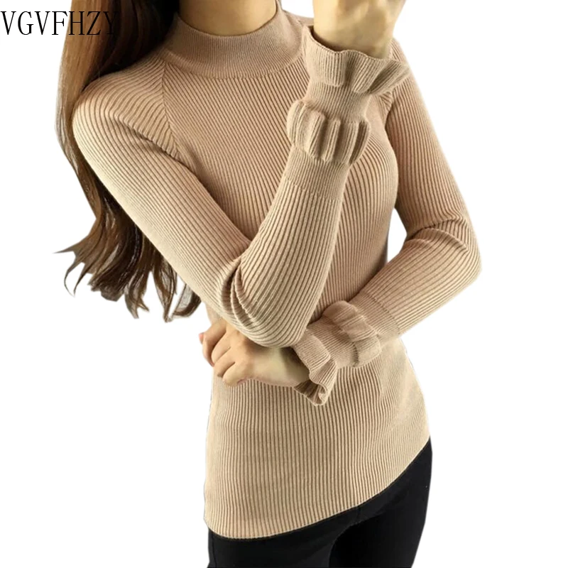 Hot Sale Autumn Winter Sweater 2018 turtlenecks women's pullover korean sweater female women sweaters Tight long-sleeved top | Женская