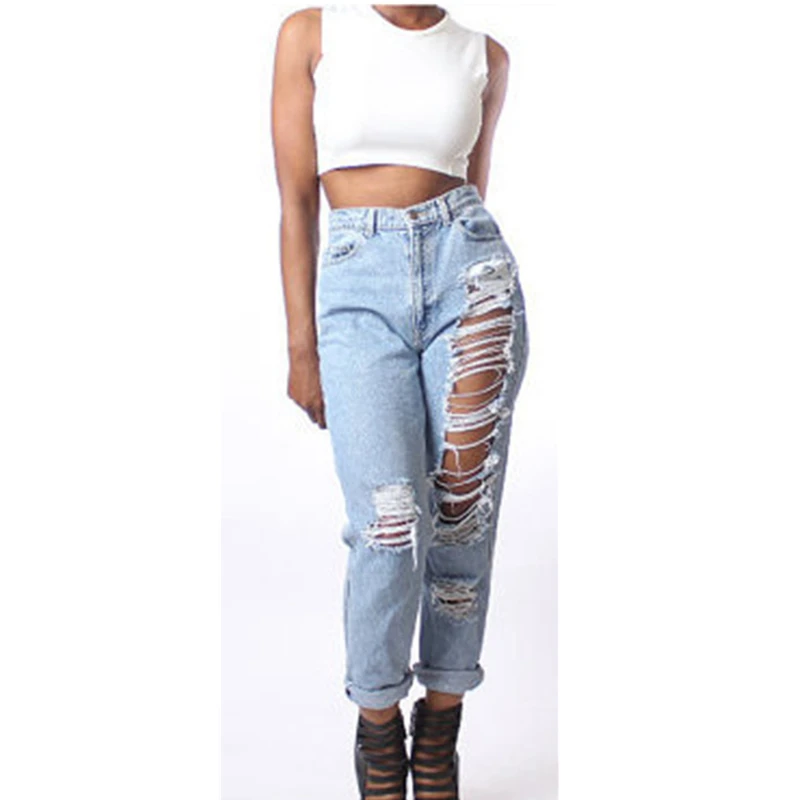 Spring Summer New Jeans Women Ankle Length Straight High Waist Bleach
