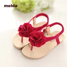 2017 New Summer Girls Sandals Kids Kids Shoes Fashion Princess Girls Flower Shoes Beach Children Shoes Flat Heels Flip Flops
