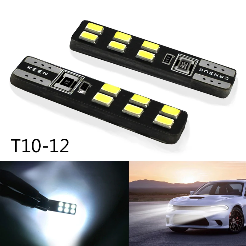 2PCS сигнальной лампы 600LM 12V яркий белый 5000K 2835 SMD T10 12 светодиодных ламп 194 168 W5W