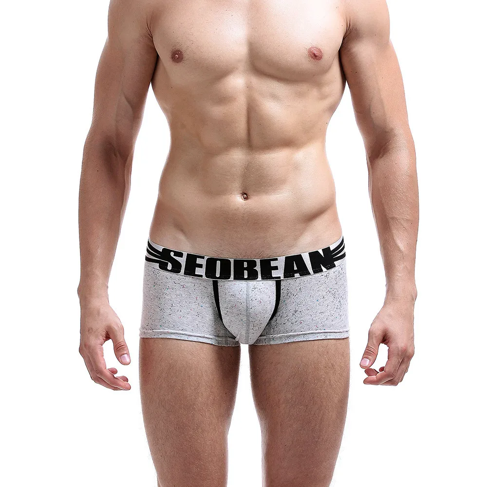 

SEOBEAN Soft Breathable Cotton mens underwear Fashion Print Pouch Boxer Underpants Trunks Boxershorts Male Panties Gay Underwear