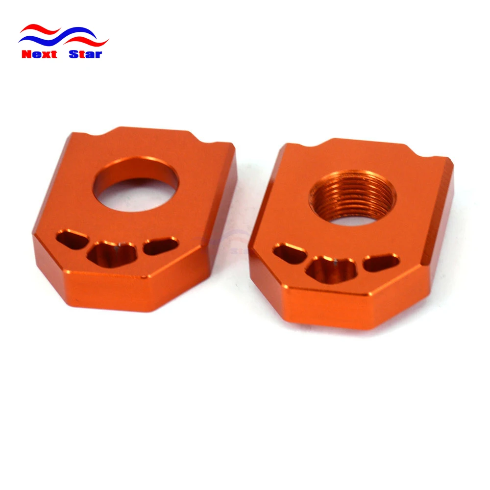 Dirt Bike Rim Parts Orange CNC Rear Chain Adjuster Axle Block For KTM SX SXF XC XCF EXC EXCF XCW XCFW 125 150 200 250 300 350 400 450 500 525 530