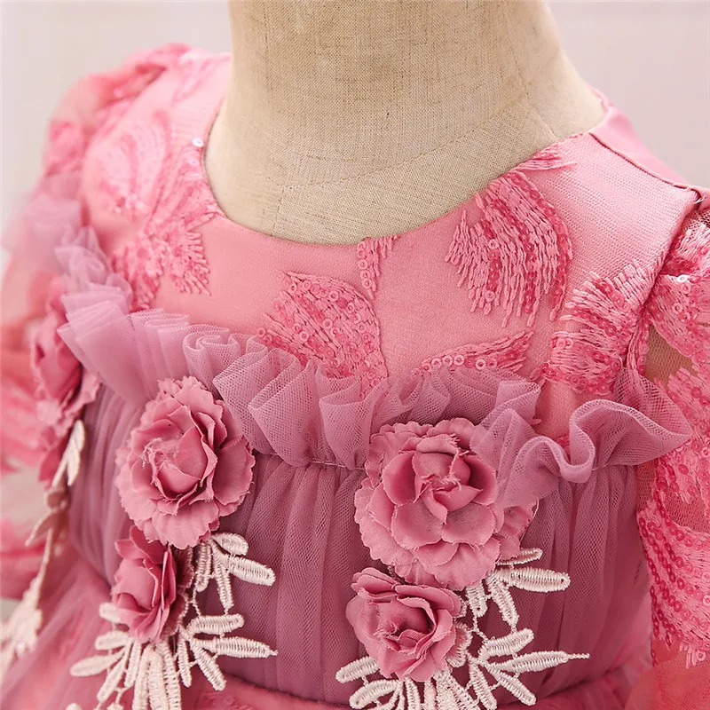 spesifikasi Bunga Gadis Gaun untuk Pernikahan Bayi Gadis Pertama Tahun Ulang Tahun Pakaian Anak anak Gadis Gaun Anak Pesta Prom Bola gaun