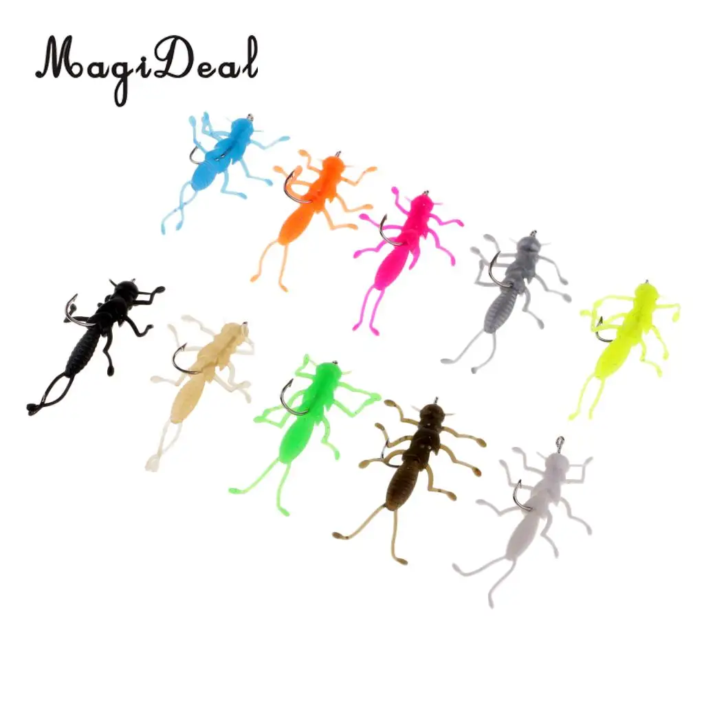 10pcs Stonefly Nymphs Flies Fishing Lure Soft Rubber Stonefly Bait for Crappie Stripper Trout Fishing