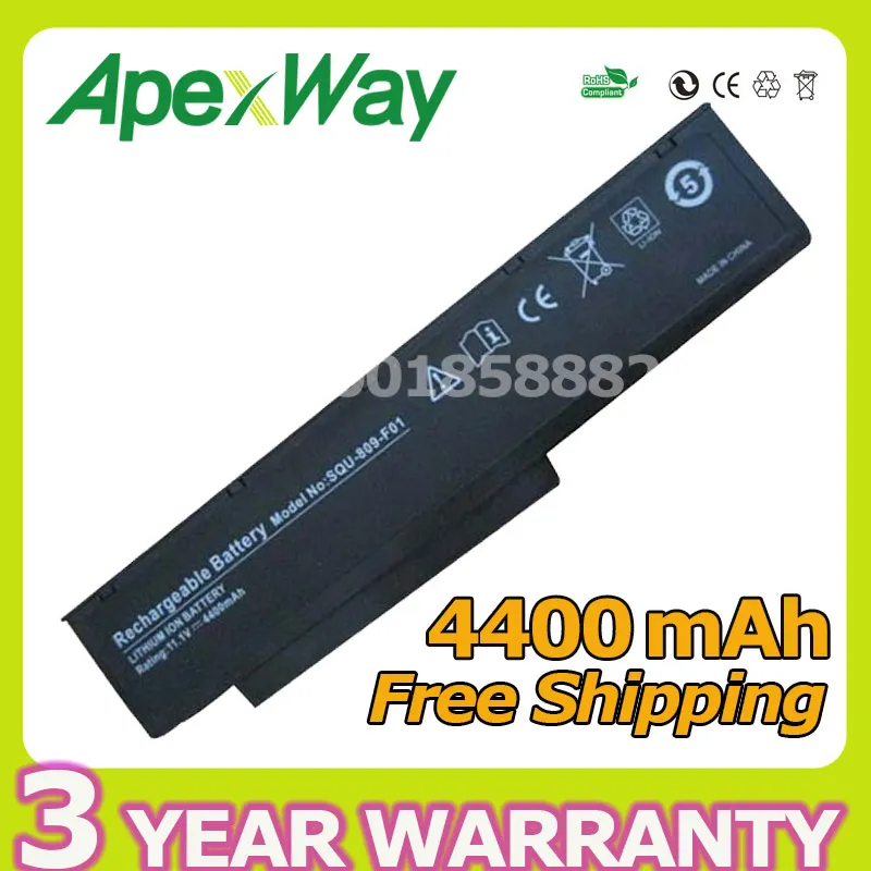 

Apexway New Product 6 CELL 4400mAh laptop battery SQU-808-F01 SQU-809-F01 for Fujitsu- Amilo Li3710 Li3910 Li3560 Pi3560 Pi3660