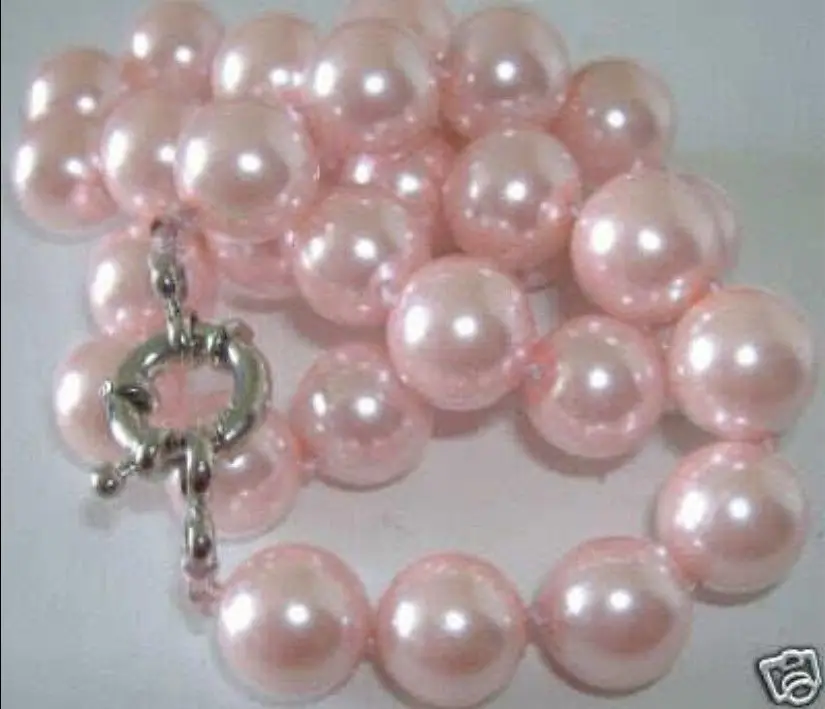 

Beautiful! 8mm Pink South Sea Shell Pearl Necklace 18"AAA+ 5.27