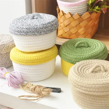 

Personalized Colorful Cotton Thread Storage Basket Handmade Desktop Snacks Sundries Sewing Kit Storage Box Coin Organizer Case
