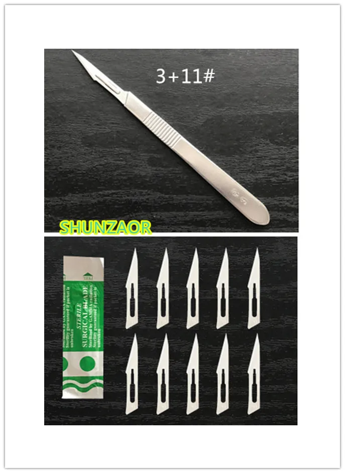 

11# Surgical Blades and 3# Stainless Steel Handle Surgical Scalpel with Replaceable Blades for Simulated skin incision training