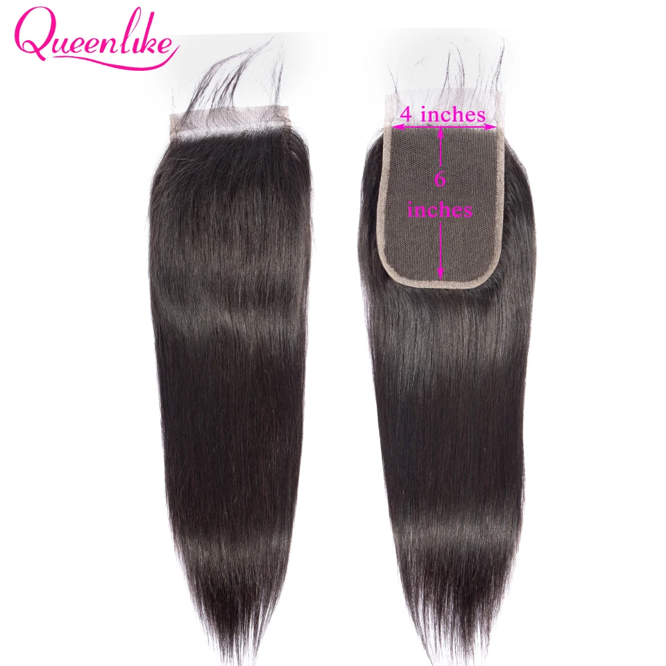 

Queenlike straight 4*6 Kim K Closure Pre Plucked With Baby Hair Natural Hairline Brazilian Remy Human Hair 4x6 Lace Closure