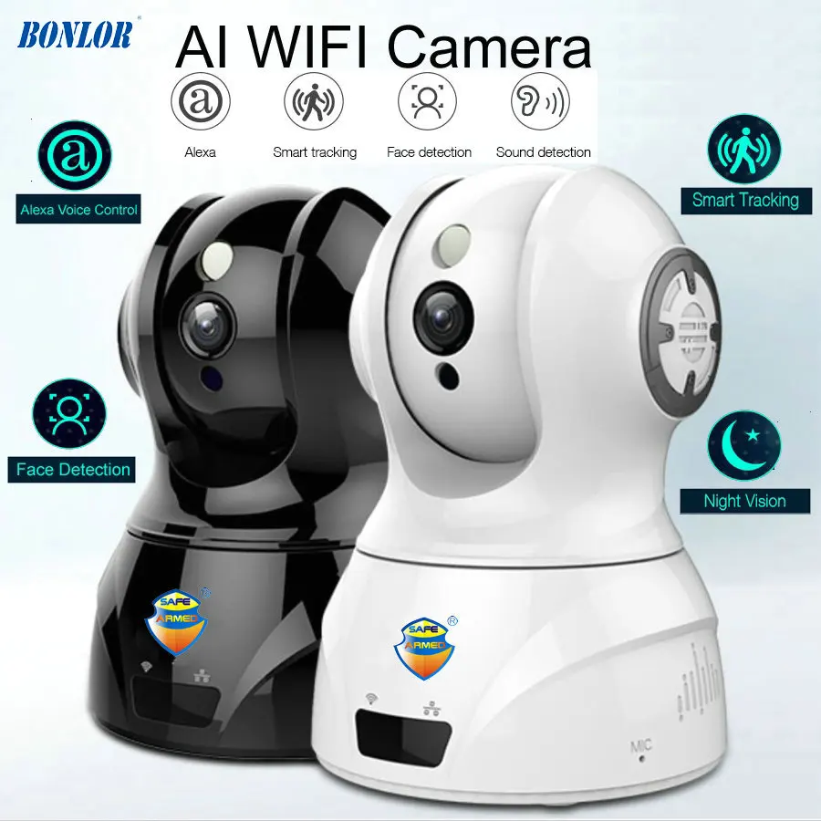 Smart WIFI PTZ FHD IP Cloud Camera with Alexa Voice Control Auto Smart Tracking Face Detection Sound Detection for Motion Alarm Smart WIFI PTZ FHD IP Cloud Camera with Alexa Voice Control Auto Smart Tracking Face Detection Sound Detection for Motion Alarm