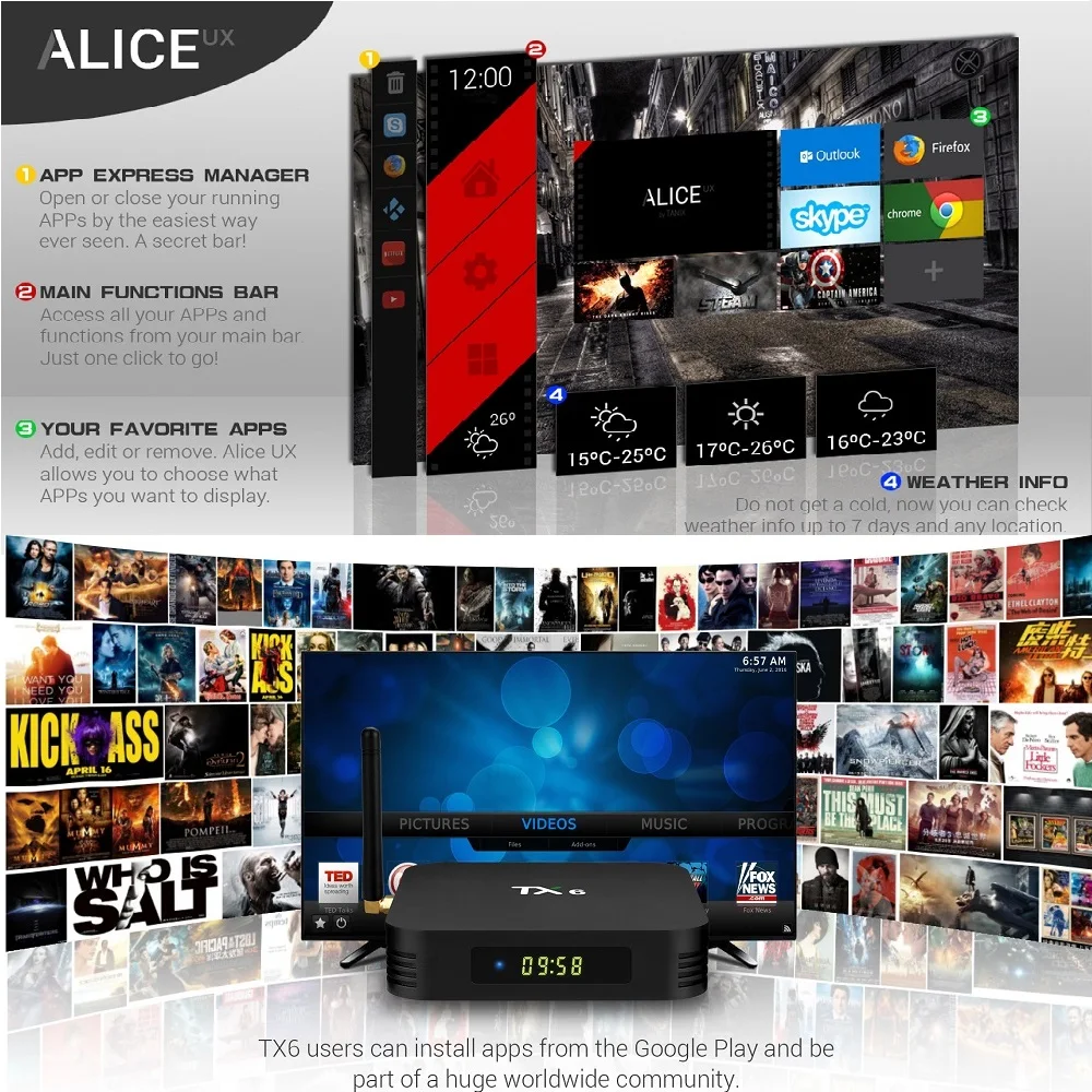 TX6 Android TV Box Android 9.0 Smart TV Box iptv bluetooth 4K 4GB RAM 32GB 64GB BT Wifi Youtube Tanix Set Top Box TX6 tv box