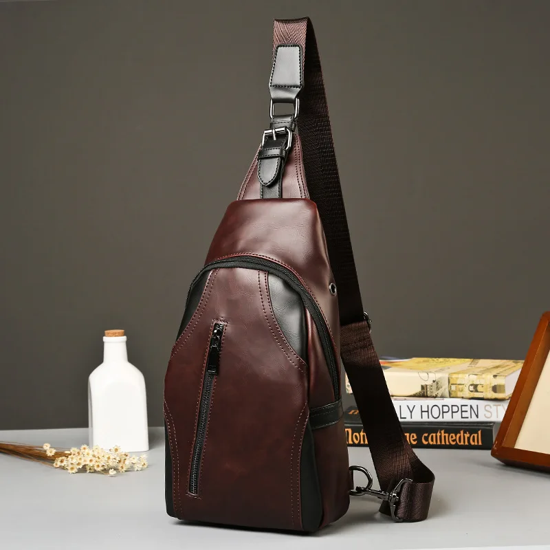 

PU Leather Chest Bag Casual Men Women Outdoor Sports Trend One Shoulder Men's Messenger Chest Bag Purses Cross Body Bags