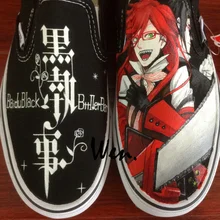 Wen Design Custom Hand Painted Shoes Anime Black Butler Slip On Canvas Shoes Women Men’s Christmas Birthday Gifts