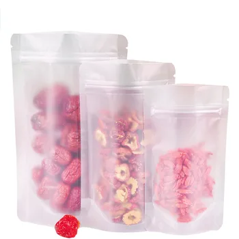

100 Pcs sealed bags Frosted Zipper Resealable Stand Up Bags Snack Food Tea Packing Pouches Transparent sealed bag H99F