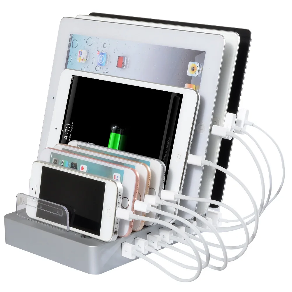 

Smart USB Charger Watt Multi USB Charging Station for iPhone 8 7 Quick Charge Universal 8-Ports Desktop Charging Station