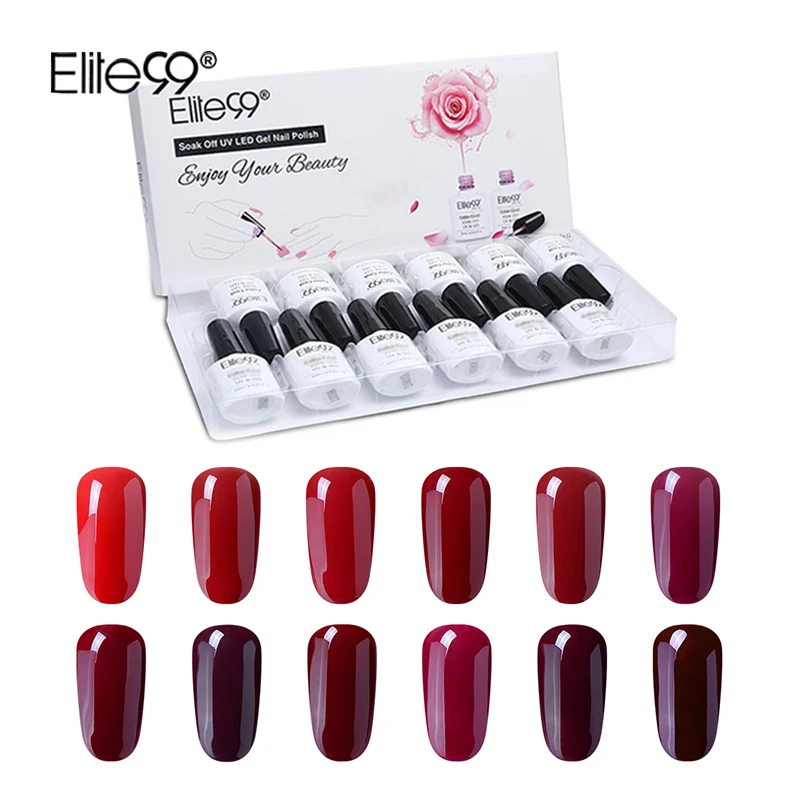 Elite99 10ml Nail Gel Varnish 12 Pieces/lot Semi Permanent Nail Polishes Gel With Gift Box Long Lasting Nail Art Manicure Gel
