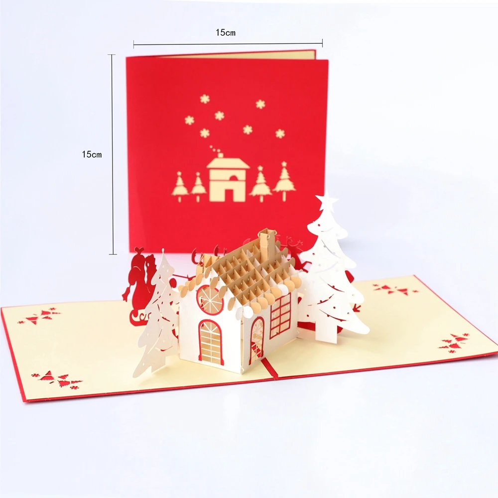 Бумага Spiritz Merry Christmas поздравительные открытки 3D дом X'mas Pop Up ручная работа винтажная открытка крафт подарки с конвертом 9012-р