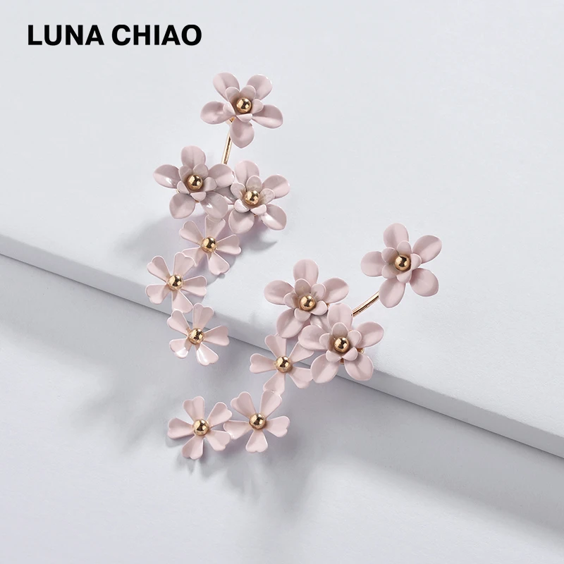 Серьги гвоздики с эмалированными цветами LUNA CHIAO новые трендовые большие серьги
