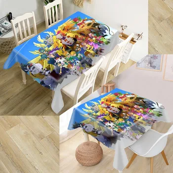 

Custom Digimon Tablecloth Waterproof Oxford Fabric Square/Rectangular Tablecloth For Wedding Table Cloth Cover TV Covers