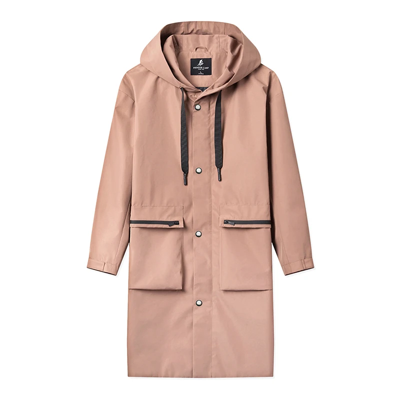 AFY803119 pink Пионерский лагерь, длинный плащ, Мужская брендовая одежда, повседневное Мужское пальто с капюшоном, качественная ветровка, Мужское пальто - Цвет: AFY803119 pink