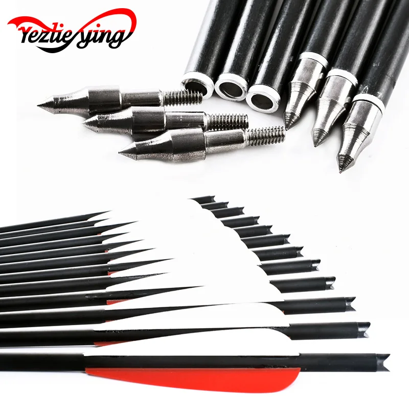 

Crossbow Hunting Carbon Arrow 20" Red White Feather Archery Bows and Arrows Carbon Arrows for Recurve Bows