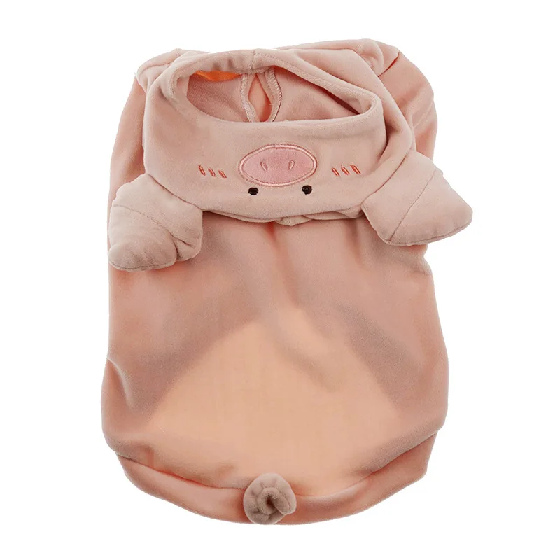 Забавный Французский бульдог, милые бархатные толстовки в форме свиньи, одежда для собак, одежда для маленьких собак, одежда для домашних животных, йоркширский костюм для мопса, S-L - Цвет: Розовый