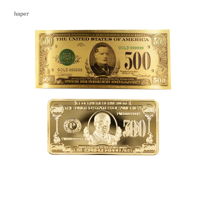 500 Dollar 24k Gold Plated Gold Bar Metal Crafts Business Souvenir