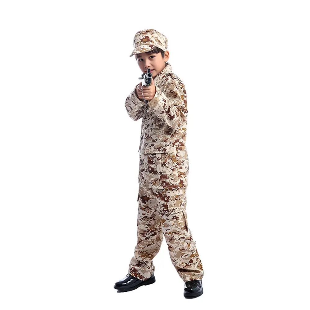 

Children's Camouflage Training Clothing Set Military Uniform Teenager Boys Combat Jackets Army Suit Halloween Cosplay Costumes