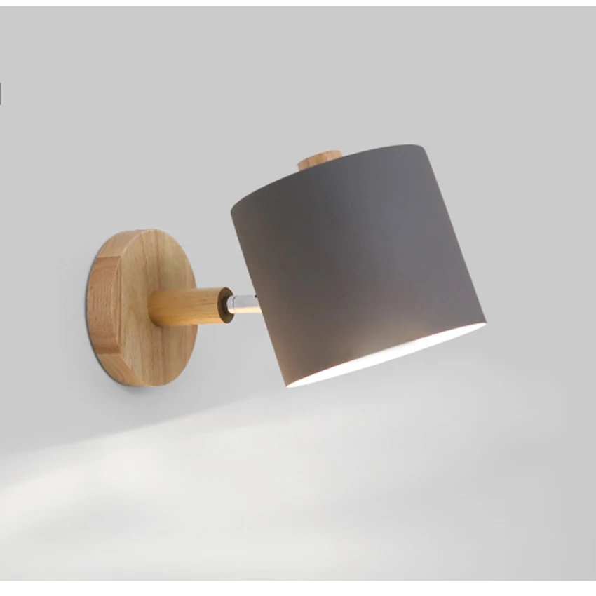 Макарон современный простой светодиодный настенный светильник для спальни ночники ТВ коридорный пролет кухонное крепление освещение Туалет Свет украшения E27 - Цвет абажура: Grey