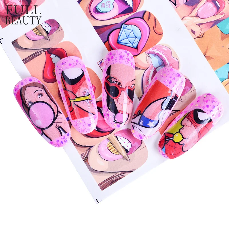 

12 Designs Fashion Nail Art Sexy Cute Designs Watermark Sticker Decals for Nail Decorations Nail Tattoos Manicure Sets BN385-396