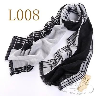 Silk warm and delicate 8 mulberry silk men's scarf to warm up and down black and white grey 005 male scarf Scarves
