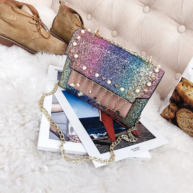 

Korean Version of the New Sequins Hit Organ Small Package Wild Casual Shoulder Messenger Messenger Bag