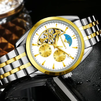 

FNGEEN Men Wrist Watches Mechanical Automatic Movement Day Night Dial Pendulum Waterproof Sports Fashion With Box Gift New Army