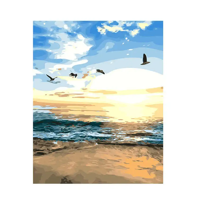

RIHE Seagull Flying Painting By Numbers Oil Painting On Canvas Hand Painted Cuadros Decoracion 9 Types Acrylic Paint Home Decor