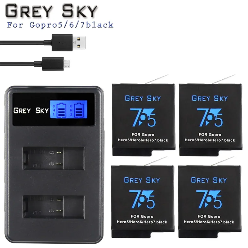 

For Go Pro Hero 5 GoPro Hero 6 7 Battery Batterie 1600mAh + LCD Dual USB Charger For GoPro Hero5 6 Black Camera Gopro 2019
