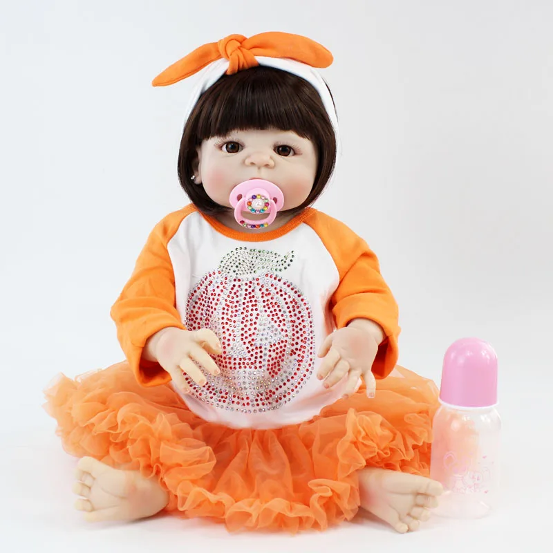 

NPKCOLLECTION 22" Full Body Silicone Reborn Baby Girl Lifelike Newborn Dolls Princess Baby Alive Bebe Boneca Toy Waterproof
