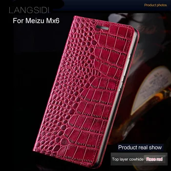 

wangcangli brand phone case genuine leather crocodile Flat texture phone case ForMeizu Mx6 handmade phone case