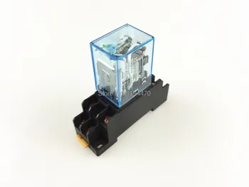 

10 sets/Lot Coil Power Relay LY2NJ 24V DC Miniature Relay DPDT 8 Pins 10A 240VAC LY2 HH62P LY2 JQX-13F With PTF08A Socket Base