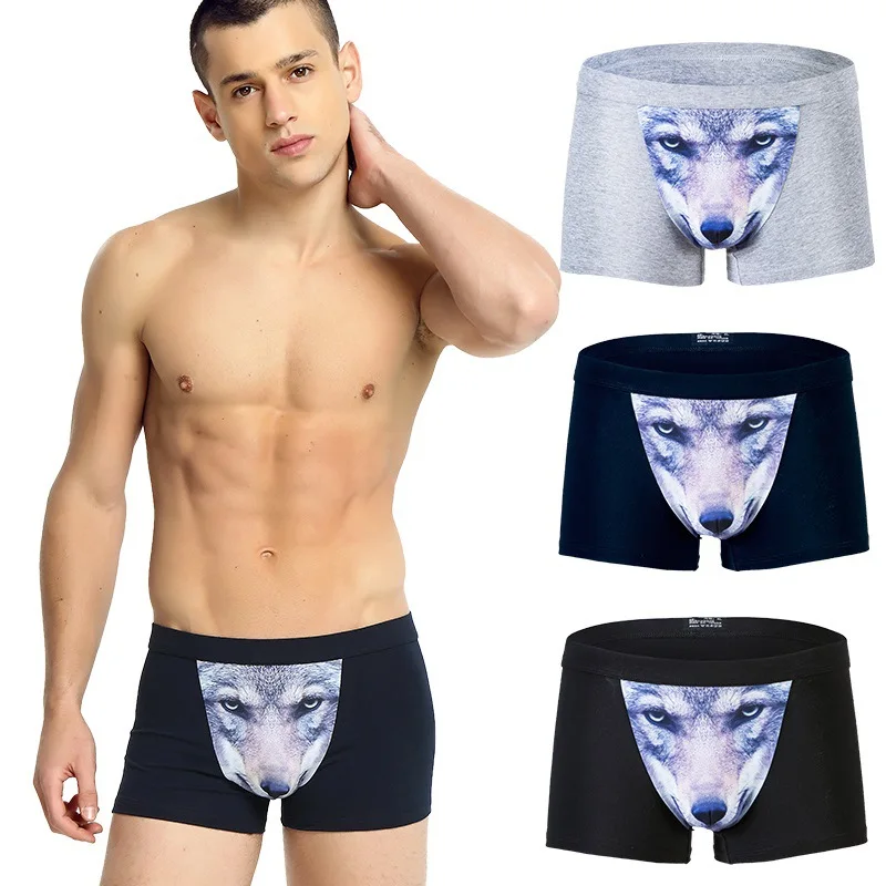 3D Wolf's men's cotton underwear style waist U knickers Men's cotton
