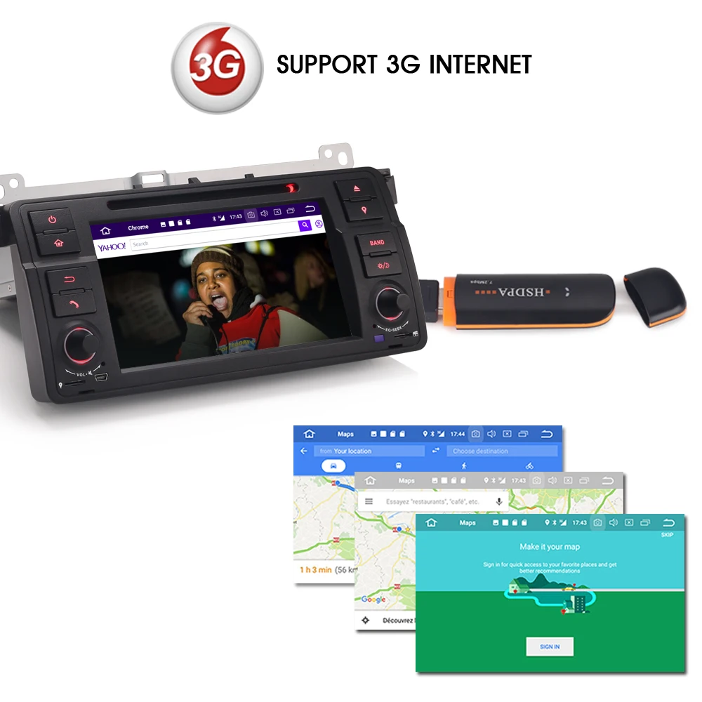 Best Android 8.0 Car Sat Nav DAB+ WiFi 3G Radio Player DTV-IN GPS CD DVR Car Multimedia Player for BMW E46 3er M3 Rover 75 MG ZT 1