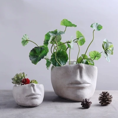 

Creative Cement Nordic Portrait Ornaments Home Office Face Type Flowerpot Pen holder Ceramics Simple Meaty Potted Plants
