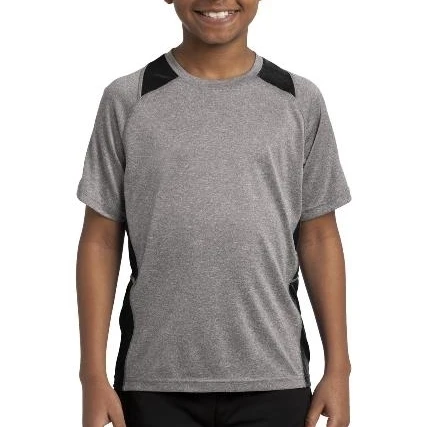 Sport-Tek YST361 Youth Heather Colorblock Contender Tees Vintage Heather & Black - Extra Large (1)
