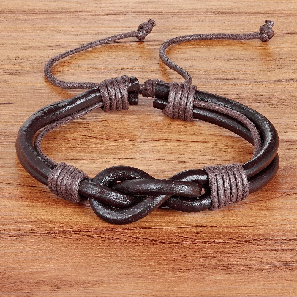 

TYO Special Design PU Leather Bracelet Rope Chain Bracelet Black/Brown Wristband Vintage Gift For Boyfriend Low Price Wholesale