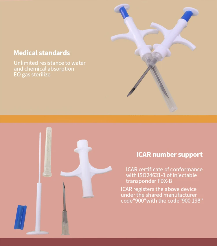 X 50 шт. 2.12*12 мм iso Икар RFID животного ID инжектор одноразовые Pet Snake шприц