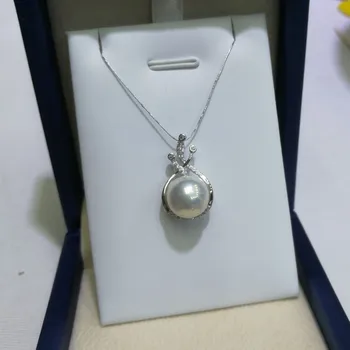 

HRina S925 Sterling Sliver Romantic Crystal Slide Pendant with Big Real Natural White Color Freshwater Pearl For Women Jewelry