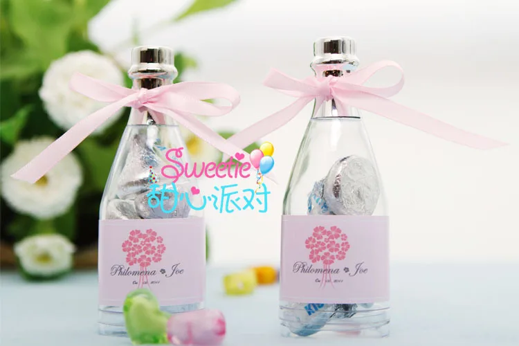wedding favor box Mini champagne bottle with customized label-in Gift ...