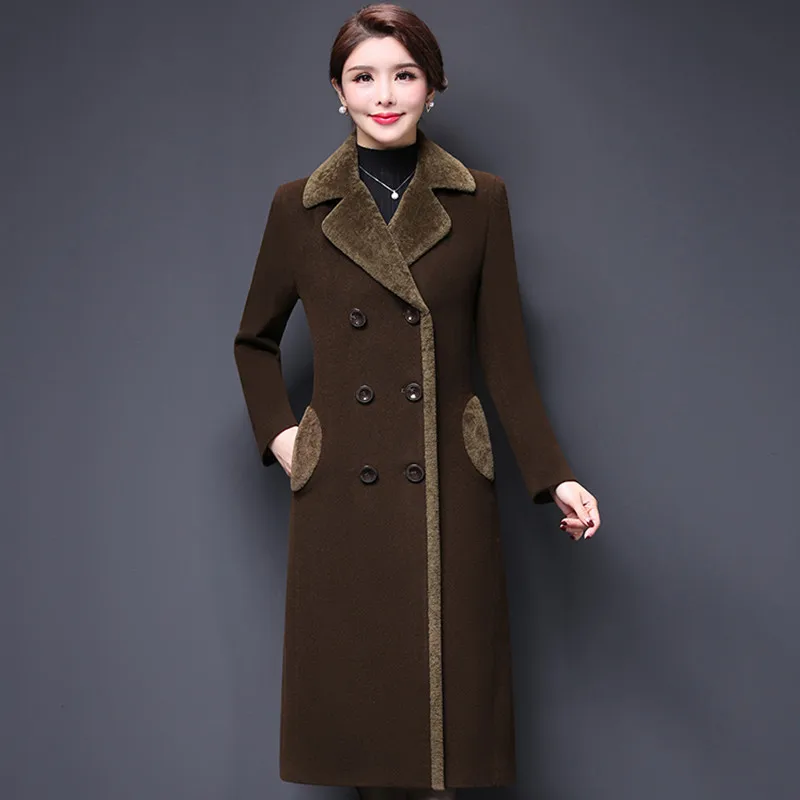 Women/'s Ladies New Winter Warm Wool Cashmere Trench Coat 107cm Long Jacket
