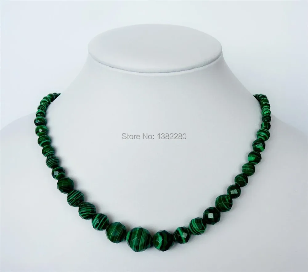 Livraison gratuite! Зеленый Vogue 6-14 мм малахитовые круглые бусины collier 18 &quotbijoux de fantaisie JT5198 |